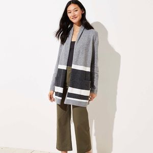 LOFT Striped Shawl Pocket Open Cardigan